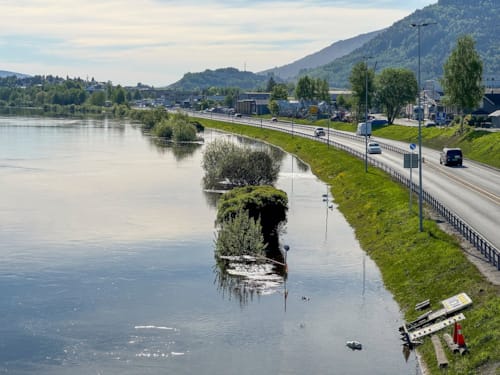 Vannføringen i Drammenselva på vei ned