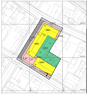 Plankart som viser at området reguleres til bolig, grøntanlegg, torg, fortau og vei