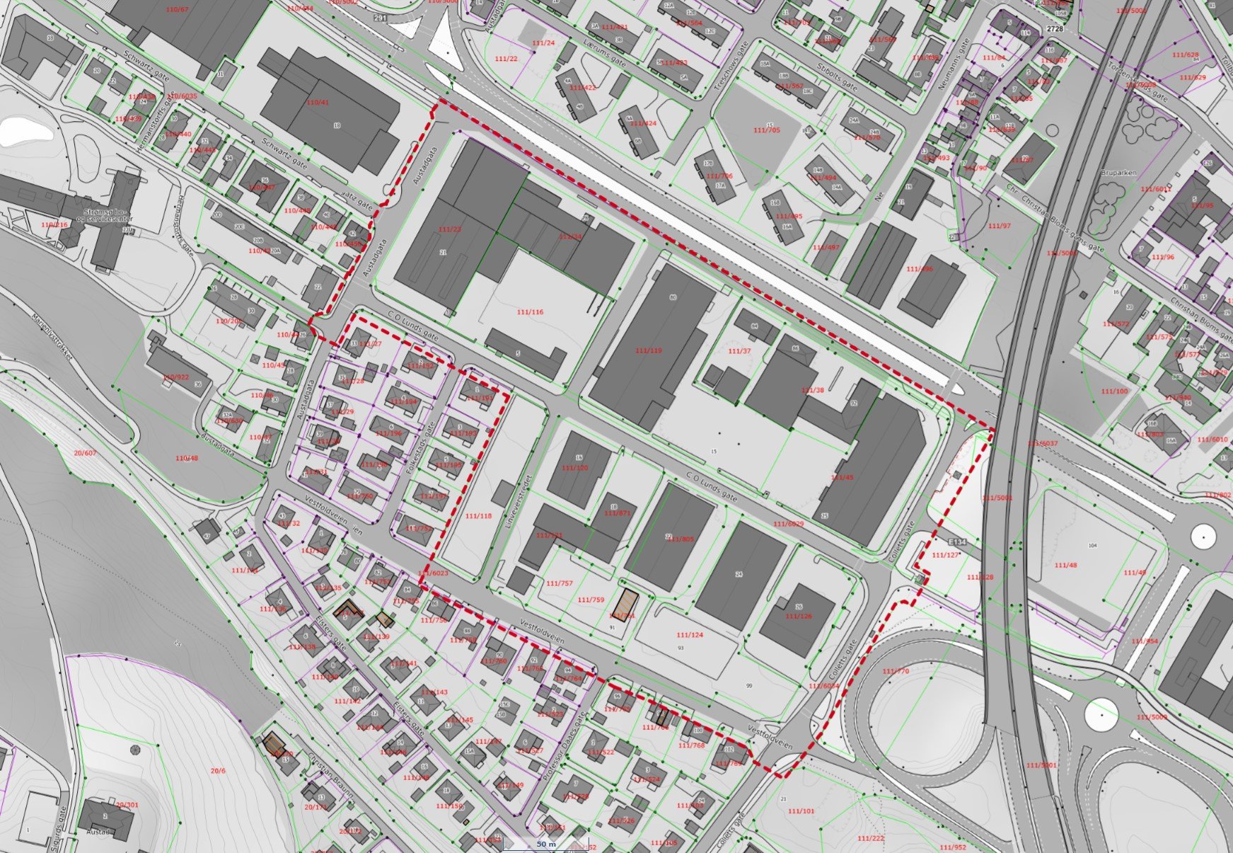 Kart som viser planavgrensningen