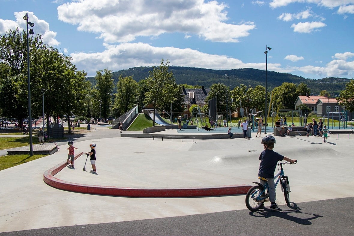 Drammen park med skatepark.
